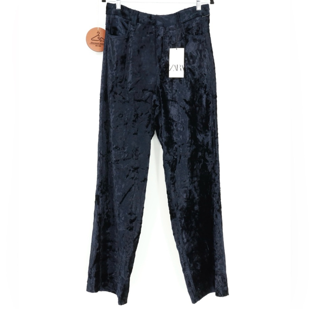Zara Women’s High Waisted Crushed Velvet Pants Size Small NWT